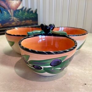 Olive Rustica by Clay Art - 3 Section Condiment Dish